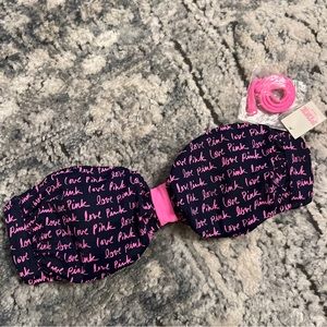 LOVE PINK Victoria’s Secret Bandeau Bikini Top swimsuit halter strapless dog